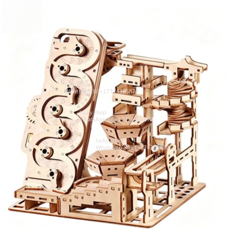 Marble Run Set - Ury 3D Holzpuzzle Elektrische Kugelbahn Set