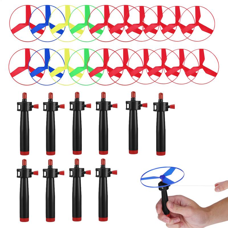 Kids Zip Toys - 10er-Set Zugschnur, fliegende Scheibe, Propeller, Hubschrauber,