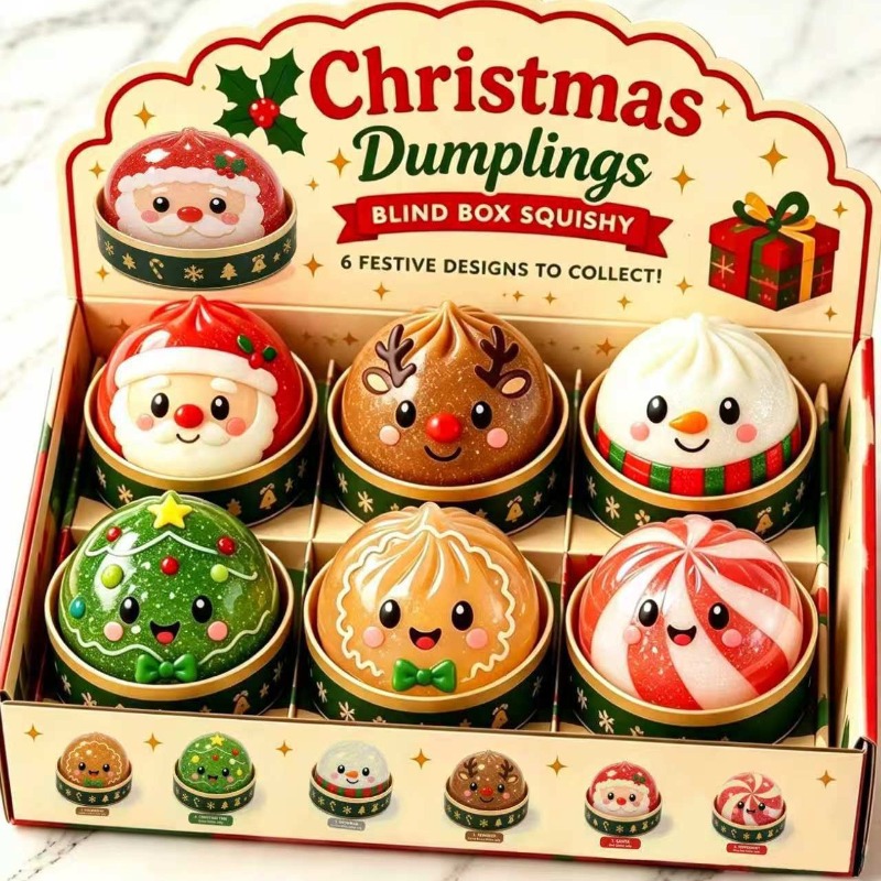 Kids Toys Box - Weihnachts-Quetschspielzeug in Box, Schneemann, Elch, Weihnachtsmann,