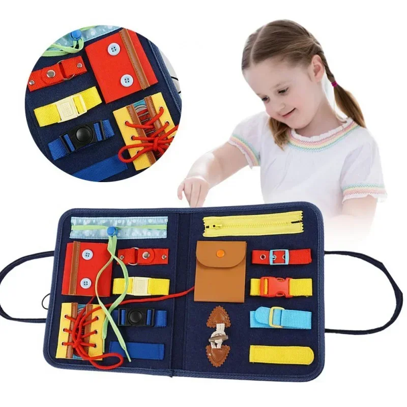 Kids Zip Toys - Kinder-Busy-Board mit Schnallen, Reißverschlüssen und Schnürung