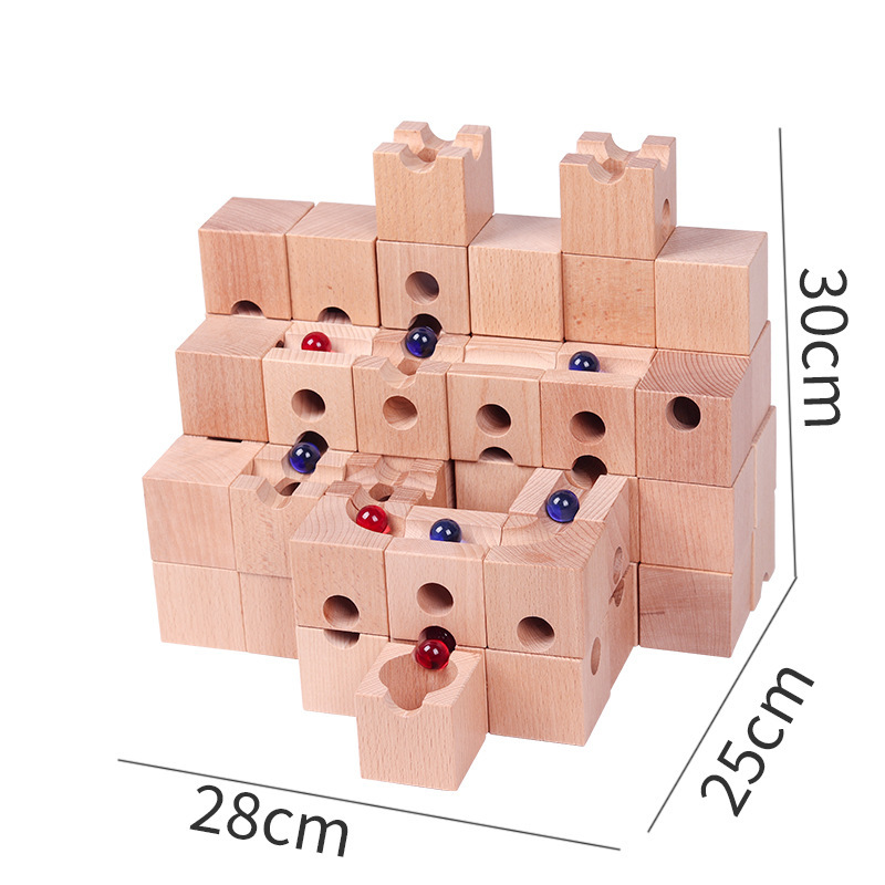 Massivholz Murmelbahn Bausatz  – Marble Run Set Bewertung und Preis